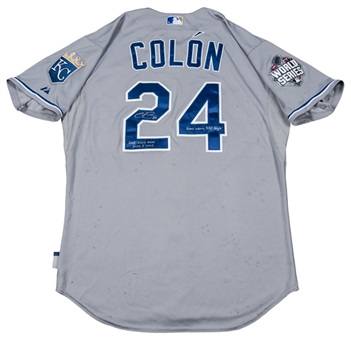 2015 Christian Colon World Series Game 5 Used Road Jersey Photo Matched (Anderson Authentics)